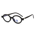 Retro ovale Sonnenbrille mit schwarzem Rahmen und Blaulichtfilter-Gläsern - Schwarzer Rahmen Klare Gläser