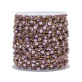 Golden chain with purple and white enamel Evil Eye beads on a white plastic spool - 1m / Purple Gold Chain*1m