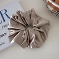 Oversized champagne gold satin ballet style scrunchie with a silky glossy texture - Glossy Coffee