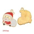 Christmas Santa Claus enamel charm for DIY jewelry making, gold plated finish, 20x23mm - Santa Claus Profile (A3-095)