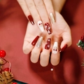 JP1284-Red Gold White Bow Snowflake