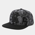 Detail of black snapback hat with 3D letter K embroidery and graffiti rebel print - Adjustable / K Letter Grey