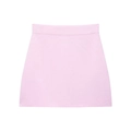 Flachliegendes Detail des rosa Strick-Minirocks mit Rippstruktur und klarem Design - S / Unterteile / Rosa