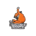 Funny orange dog enamel pin wearing a cone collar on a clean white background - Funny Dog Style (QHXZ3324)