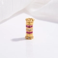 Dettaglio macro della perla cilindrica in argento S925 con zirconi rosa e bianchi - Tipo C (SZ30) / Oro / Piccolo 5.6*13.1mm
