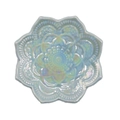 Light blue iridescent petal ceramic jewelry tray with embossed mandala pattern - Iridescent Blue