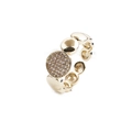 Adjustable golden geometric cross ring for women featuring a pavé diamond center design - Adjustable Open / Gold White Zirconia Disc Style (1CR0426DX)