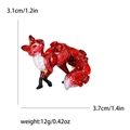 Elegant red enamel fox brooch with ruby gemstones and size measurements in 1.2x1.4 inches - Red