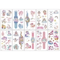 Set of 10 glittery cartoon temporary tattoos with unicorns and rainbows for kids - Glitter Unicorn Series A-10 Sheets