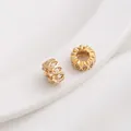 14K gold plated bead spacer with hollow crown design and sparkling cubic zirconia stones - 8# Circular Hollow / 8x4mm / 14K Gold