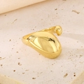 Macro shot of 18k gold plated stainless steel teardrop ring on marble surface - US 6 / Gold (Minimalist Water Drop)