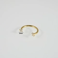 Golden stainless steel horseshoe ring with 2mm square cubic zirconia studs on ends - Round CZ Horseshoe Ring / 1.0x8mm / Gold