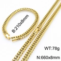 Parametri dettagliati delle dimensioni per set gioielli in acciaio dorato larghi 8 mm - Bracciale (8mm) / Oro