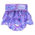 Purple and blue gradient fish scale pet physiological skirt with ruffled edges and tail hole - S / Purple Scales (Mermaid)