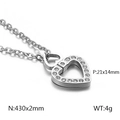 Collana con ciondolo a cuore in argento con micro-pavé di cristalli e dettagli taglia - Stile Cuore Micro Pave Zirconia (KN108847-KC)