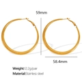 Pendientes de aro grandes huecos bañados en oro de 18K de acero inoxidable - 6cm / Dorado