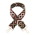 Detailansicht der 5cm breiten Jacquard-Gurtband mit goldfarbenen Karabinern und Schiebern - Kaffee Grün Weinrot (46)