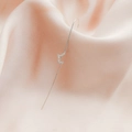 Silver-finish ear cuff featuring a lightning bolt design paved with zircon stones - Half Star Style (DZ-704)