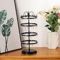 Rotating 4-tier black metal earring organizer stand with stable circular base - 4 Layers Black 170 Holes