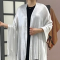 Silver glitter shawl with fringe tassels for evening party dresses and formal wear - Standard / 180x70cm / White