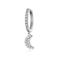 Sparkling silver hoop earring with moon pendant and white cubic zirconia stones - EP2764 Moon White Gold Plated
