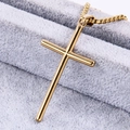 Macro shot of a golden stainless steel cross pendant on a gray velvet background - Gold Color Pendant (No Chain)