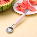 Dual-head stainless steel fruit baller and carving knife with ergonomic pink handle - Nordic Pink