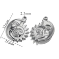Silver stainless steel sun and moon face pendant with 32mm x 25mm dimensions - Steel Sun Face Mystery Mix Style H