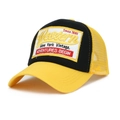 Cappello trucker retro Western giallo e nero con ricamo vintage e rete traspirante - Giallo / Regolabile