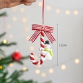 Christmas snowman candy cane ornament with red bow and scarf for holiday tree decor - Snowman