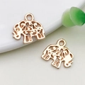 Detailed rose-gold elephant charms with hollowed-out scrollwork patterns for DIY jewelry - 1 Piece (15x14mm)