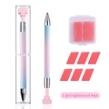 Dettaglio della penna nail art sfumata con sei pezzi di cera adesiva rosa - 1 Penna + 6 Pezzi di Cera Rossa / Sfumatura Rosa Blu