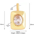 Detailed specs of gold micro-pave rectangular pendant with dimensions and weight - Gold Rectangular Main Stone (L616815-Gold)