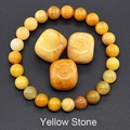 Handcrafted bracelet with 8mm natural yellow stone beads and polished amber-tone crystals - Old Yellow Jade