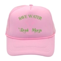 Pink Save Water Drink Margs trucker hat with mesh back and green graphic font print - Adult - Adjustable / All Pink