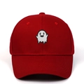 Gorra de béisbol roja con bordado de fantasma blanco y diseño clásico de estructura de 6 paneles - Burdeos