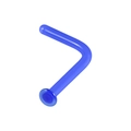 L-shaped blue glass nose stud for piercing shown on a clean white background - Transparent Blue L-Shape 1x6.5x2mm