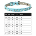 Tabla de tallas de collar de cuero azul claro con diamantes para perros y gatos - Azul cielo