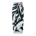 Elegant high-waisted wrap skirt featuring black and white zebra print and side tie knot - One Size / Sarong Only (Zebra)