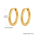 Polished 18k gold plated stainless steel hoop earrings with 21mm diameter and clip closure - 2.5*21mm / Gold