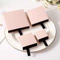 Pink and black drawer-style jewelry gift boxes in various sizes with black ribbon pulls - Pink + Black Inner Box