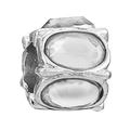Silver owl charm with transparent faceted crystals for DIY bracelet jewelry - Hollow Large Stone Round Bead