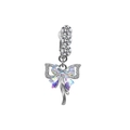 Piercing de nombril en argent avec zircons et un pendentif papillon arc-en-ciel - Nœud Irisé
