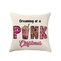 Linen pillowcase with Dreaming of a Pink Christmas slogan and festive graphics - Dreaming of a Pink Christmas (2307-14)
