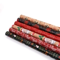 Christmas kraft wrapping paper rolls with festive Santa, snowman and holly patterns - Set 12