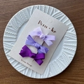 Three-piece purple gradient ribbon bow hair clips set on a card for girls - Purple Series