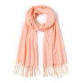 Écharpe orange rosé en faux cachemire avec des franges sur un fond blanc impeccable - 70*200cm / Blanc Cassé