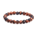 Bracciale elastico con perline rotonde scintillanti in pietra del sole rossa e blu - Pietra d'Oro Mista