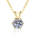 Classic 1 carat D-color moissanite necklace with 6-prong gold setting on a S925 silver chain - 18K Gold 【D Color Moissanite】1 Carat / Gold