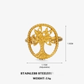 Verstellbarer goldener Edelstahlring Lebensbaum mit gedrehtem Seilrand-Design - Lebensbaum (ZN563) / Gold